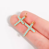 MTT Jewelry - Jewelry - Charms - 18K Gold PVD Stainless Steel Turquoise Stone Cross Charm - MTT Collective