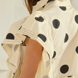 Lauryn Ruffle Sleeves Pintuck Polka Dot Top