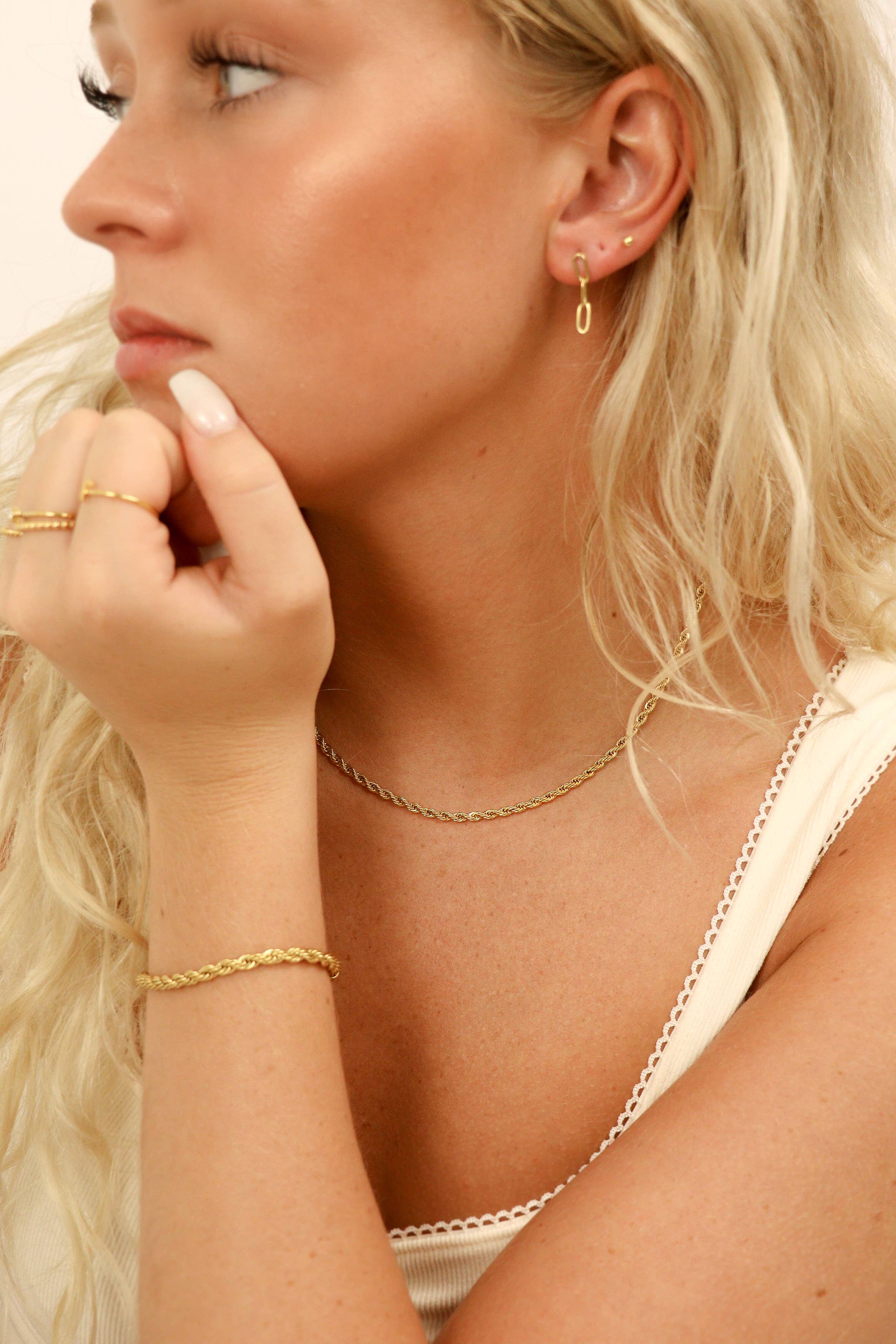 Ashley Gold Stainless Steel PVD Rope Chain Necklace - MTT Collective