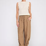 Marlow Drapey Twill High-Waist Jogger mocha back
