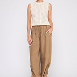 Marlow Drapey Twill High-Waist Jogger mocha back