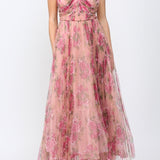 Magnolia Mesh Pleated Maxi Dress