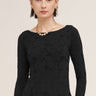 Rosie Floral Lace Boat Neck Top in Black