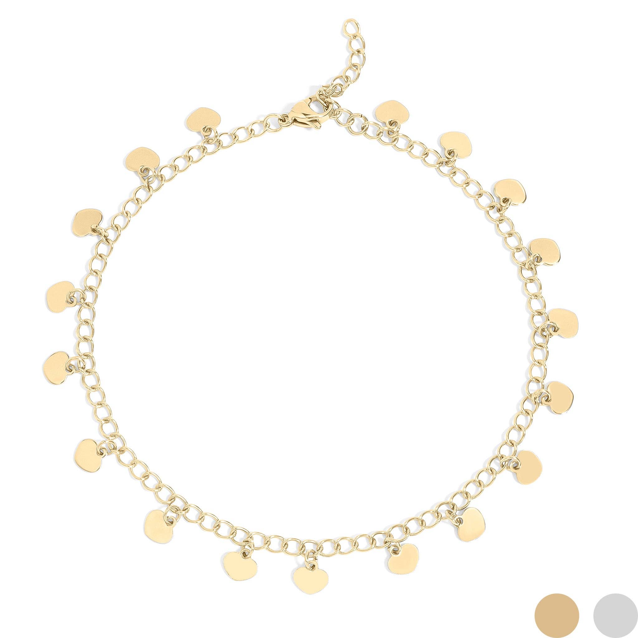 MTT Jewelry - Jewelry - Anklets - Estella Dangle Hearts Charm Anklet - MTT Collective