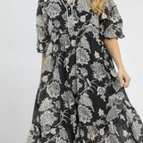 Daphne Two-Tone Boho Midi Dress