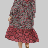 Harper Ruffle Mock Neck Midi Dress