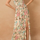 Gilded Ballroom Corset Flowy Maxi Dress