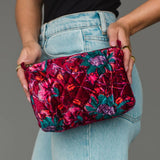 Wildflower Woven Travel Pouch in burgundy floral, detail