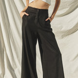 Grove Linen Wide Leg Pants in Black, side