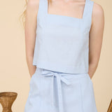 Square Neck Button Linen Tank