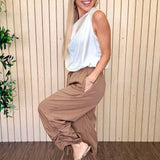 Marlow Drapey Twill High-Waist Jogger