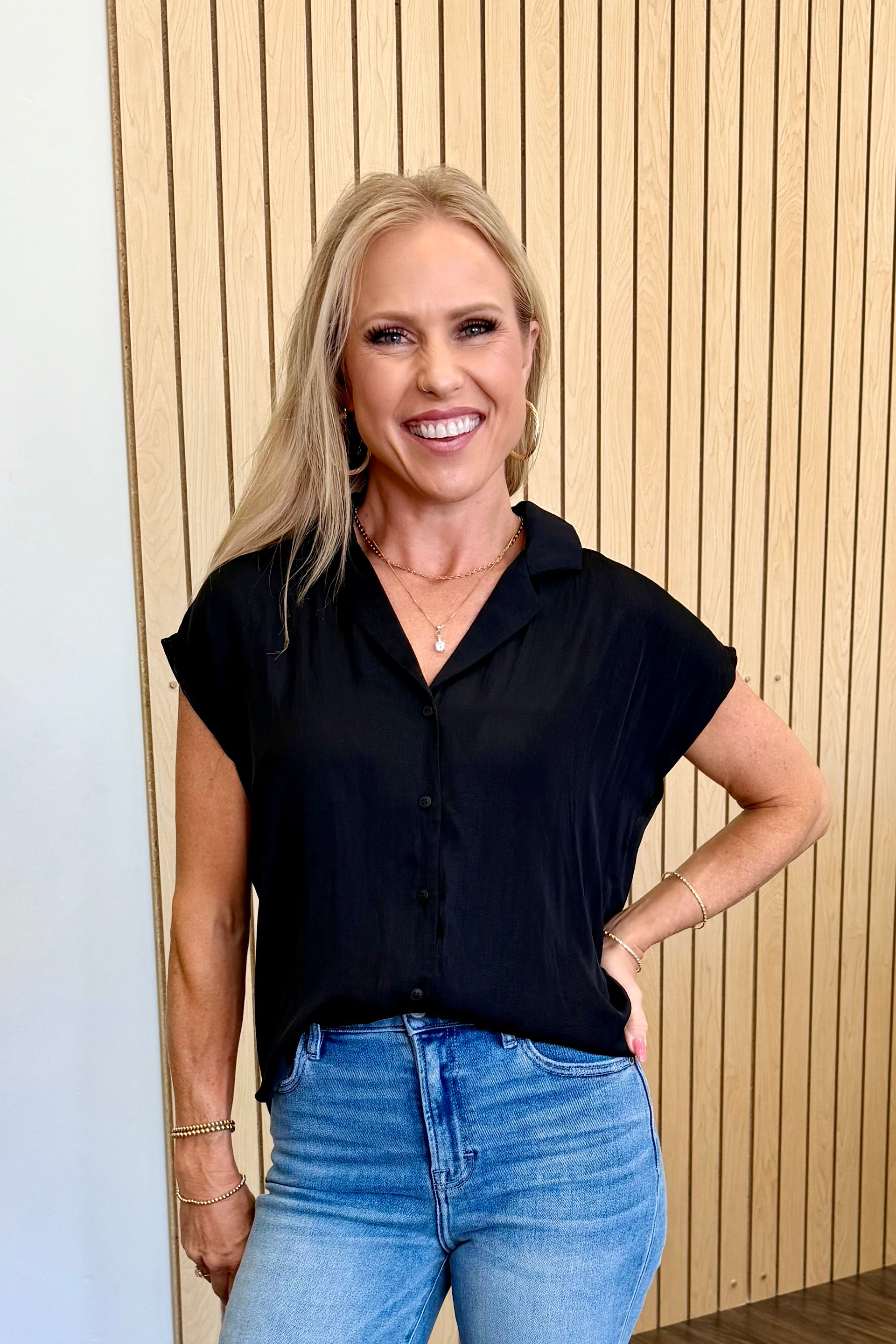 Essential Button-Front Blouse