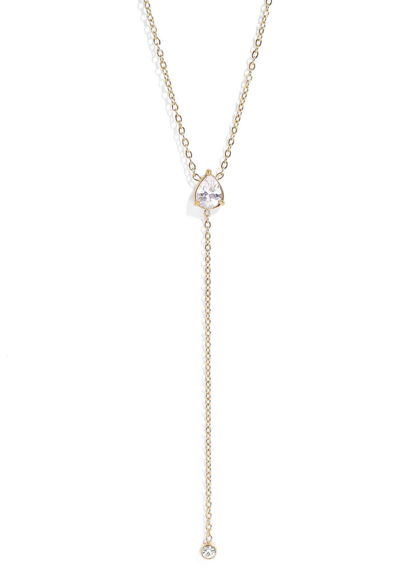 MTT Jewelry - Jewelry - Necklaces - Morgan Cubic Zirconia Teardrop Lariat Necklace - MTT Collective