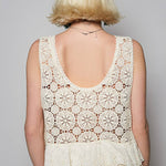Pol - Womens - Tops - Tanks - Round Neck Ruffle Eyelet Crochet Top - MTT Collective