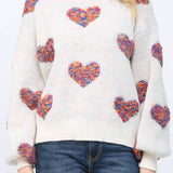 Tracie Textured Heart Pattern Detail Sweater