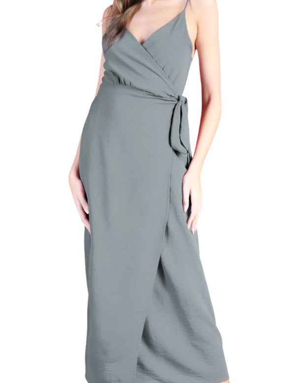 Matte Crepe Cami Wrap Ankle Maxi Dress - MTT Collective