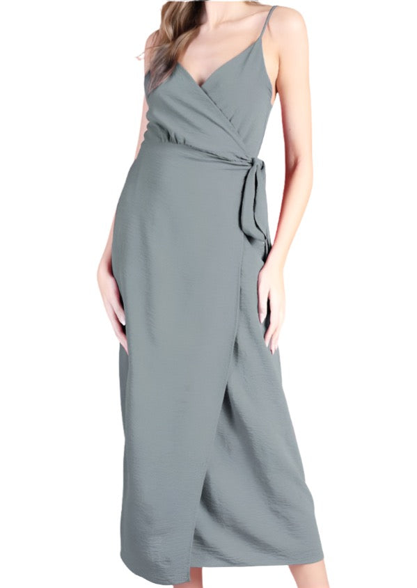 Matte Crepe Cami Wrap Ankle Maxi Dress - MTT Collective