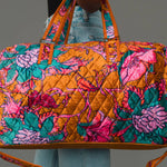 Wildflower Woven Duffel in burnt orange floral