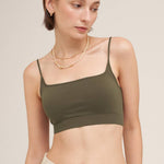 Sloane Micro Square Bralette in Earth Olive