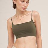 Sloane Micro Square Bralette in Earth Olive