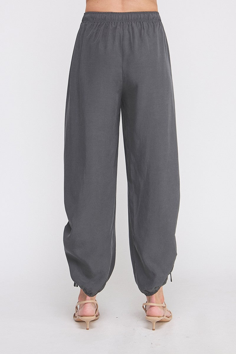 Marlow Drapey Twill High-Waist Jogger charcoal side