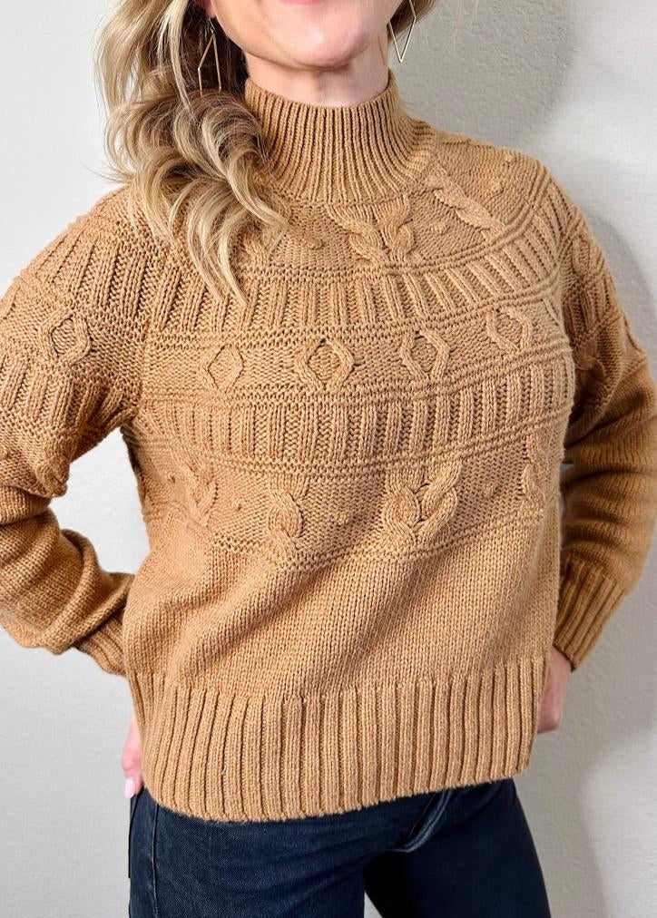 Cabin Fever Highline Pom Mock Neck Sweater - MTT Collective