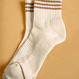Sport Stripe Ankle Socks in Cream/Brown