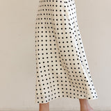 Vivienne Polka Dot Satin Midi Skirt