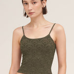 Lana Floral Textured Lace Cami in Earth Olive