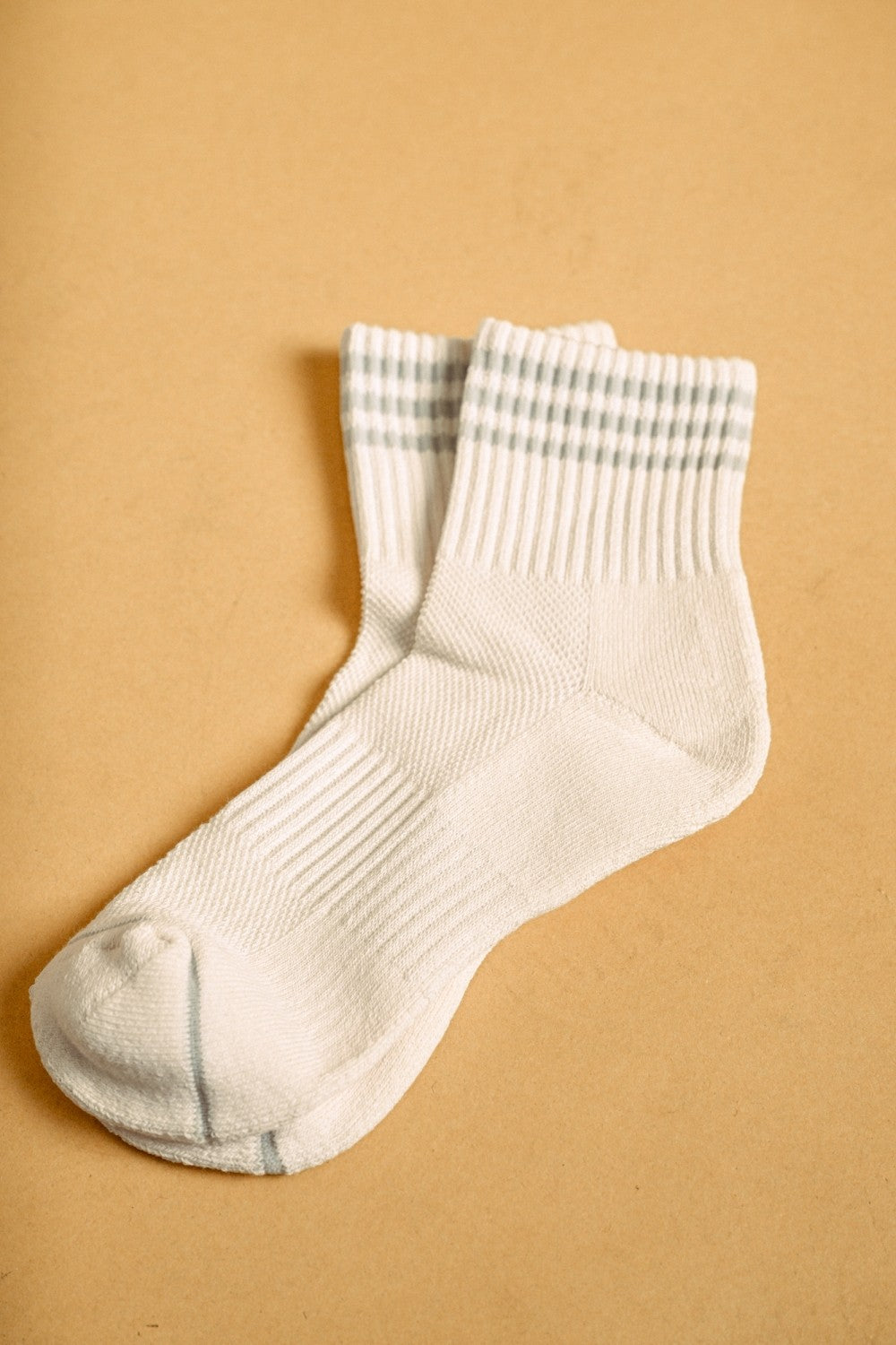 Sport Stripe Ankle Socks in Cream/Grey