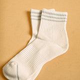 Sport Stripe Ankle Socks in Cream/Grey