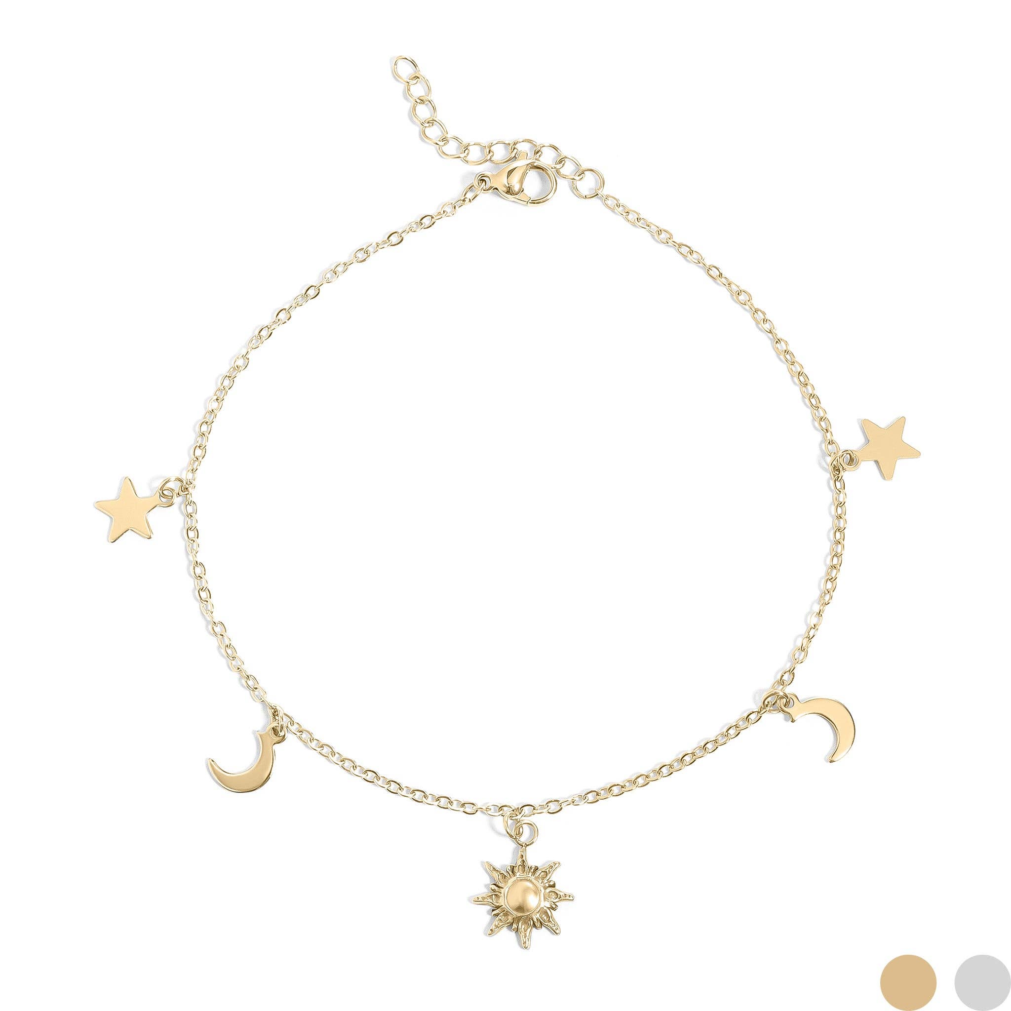 MTT Jewelry - Jewelry - Anklets - Ember Moon & Star Charm Anklet - MTT Collective