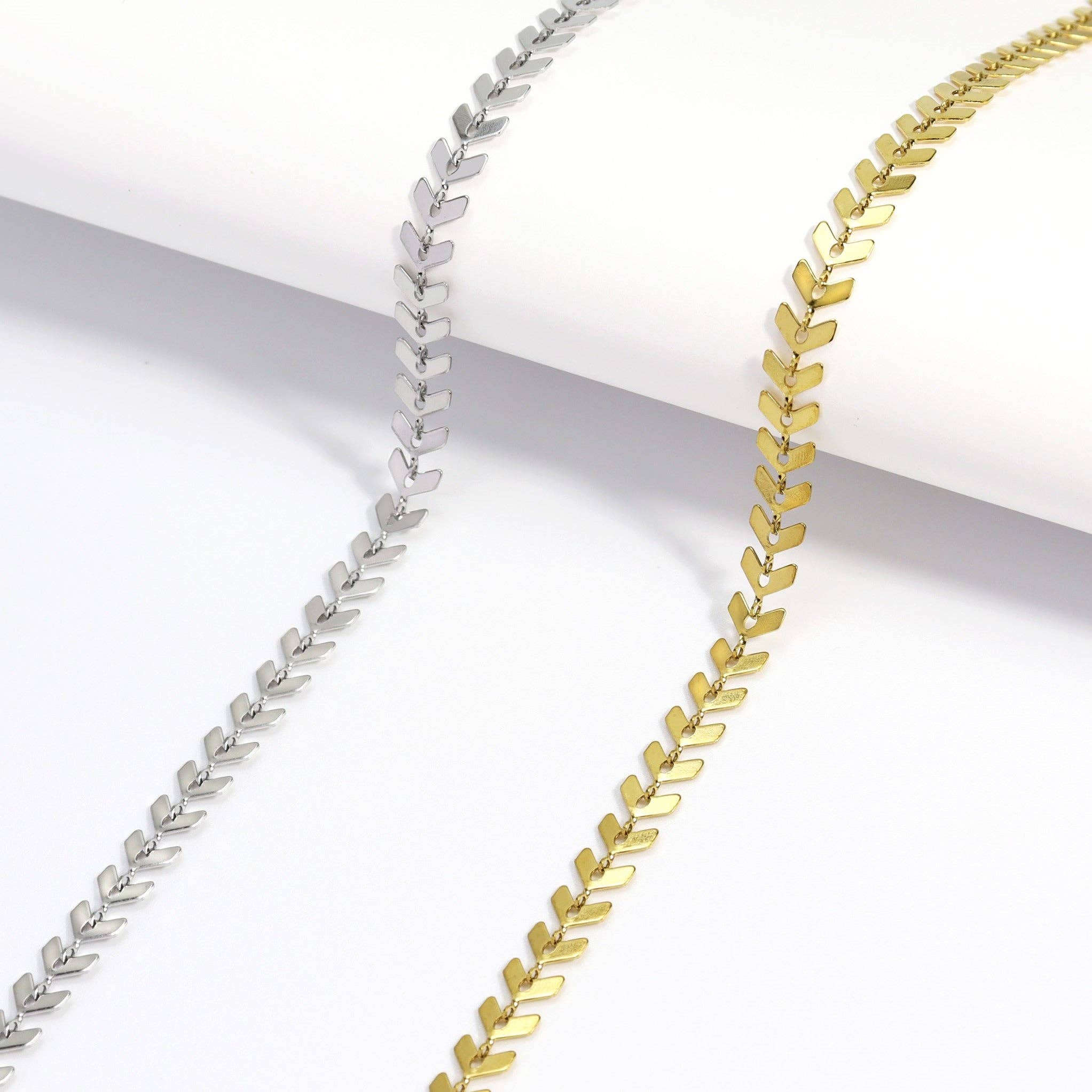 Savannah Gold Stainless Steel PVD Chevron Chain Necklace - MTT Collective