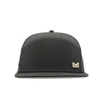 The frontal view of the melin Horizon Fit Trenches Icon Hydro hat in faded black