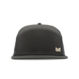 The frontal view of the melin Horizon Fit Trenches Icon Hydro hat in faded black