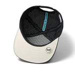 The inside view of the melin Horizon Fit Trenches Icon Hydro hat in faded black