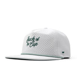 melin Hydro Coronado Links snapback hat in White / Green - front angled view