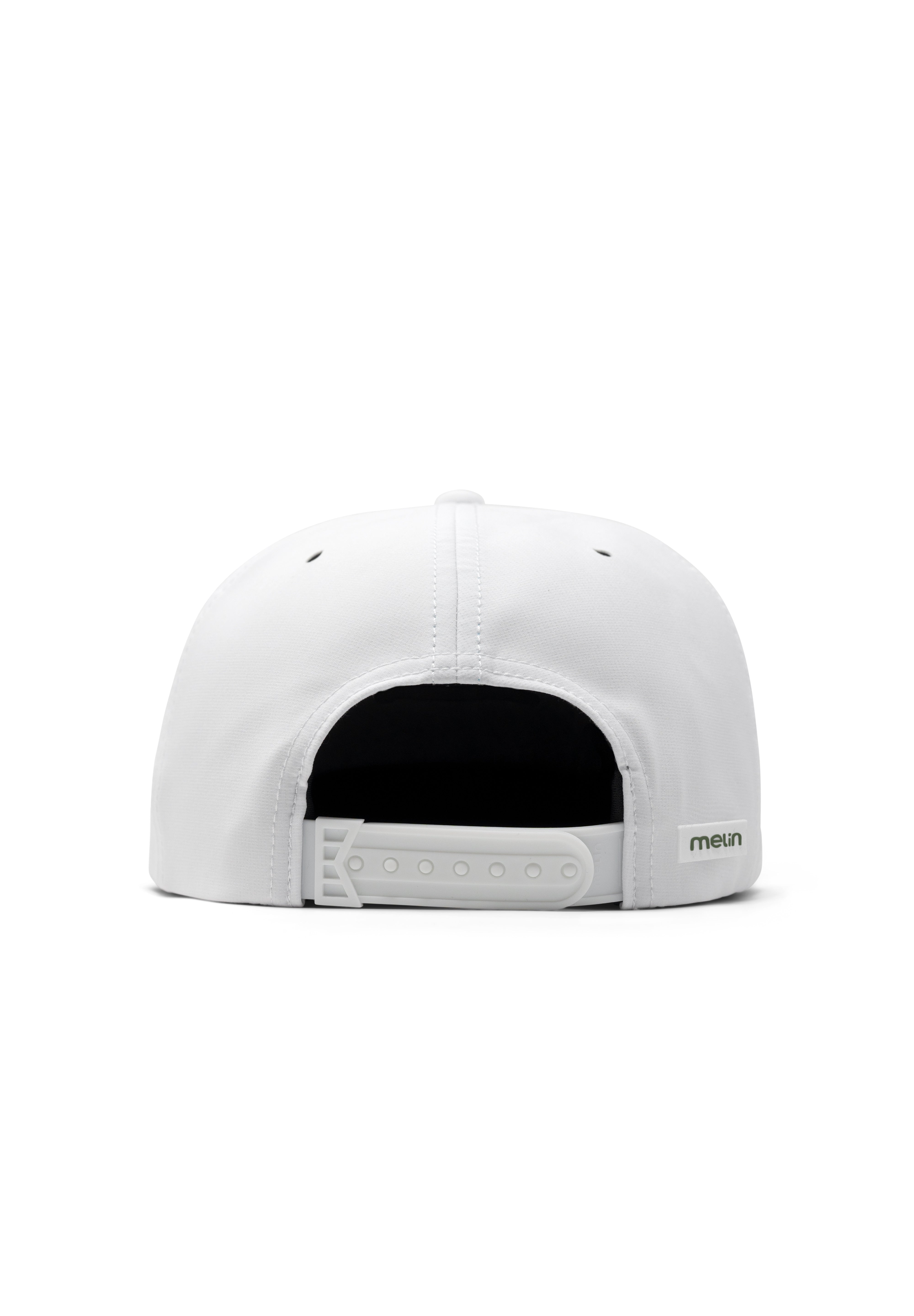 melin Hydro Coronado Links snapback hat in White / Green - underbrim view