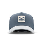 The frontal view of the melin Split Fit Odysea Stacked Hydro hat in clear lake