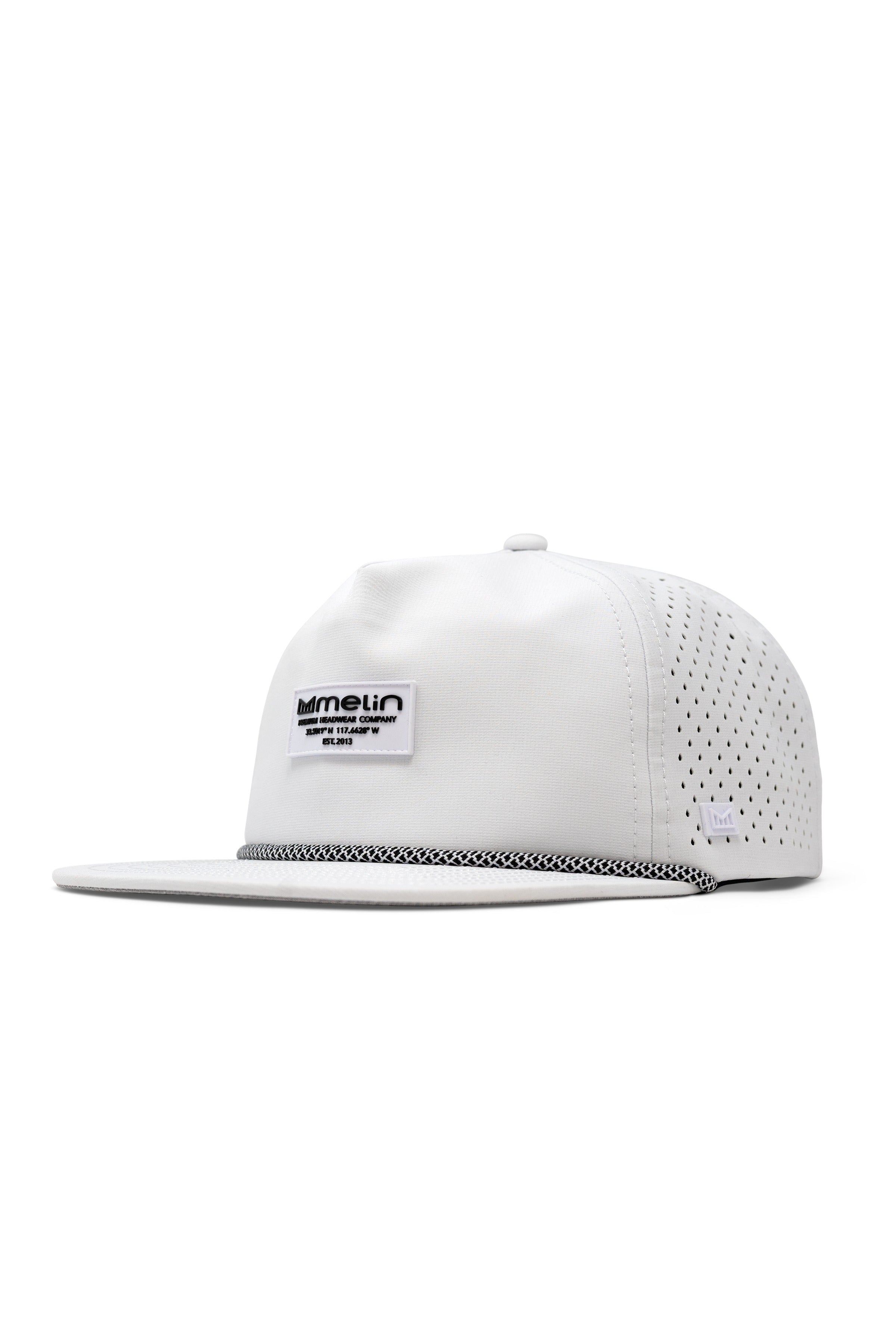 melin Coronado Brick Hydro snapback hat in White - front angled view