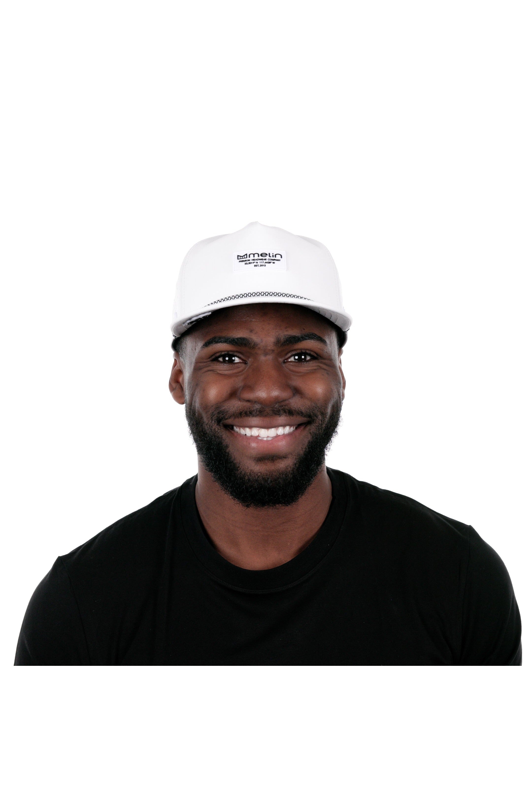 melin Coronado Brick Hydro snapback hat in White - worn by model