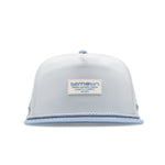 The frontal view of the melin Split Crushed Fit Coronado Brick Hydro hat in clear lake