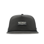 The frontal view of the melin Split Crushed Fit Coronado Brick Hydro hat in faded black