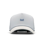 The frontal view of the melin Split Fit Odysea Rope Bulls Icon Hydro hat in clear lake
