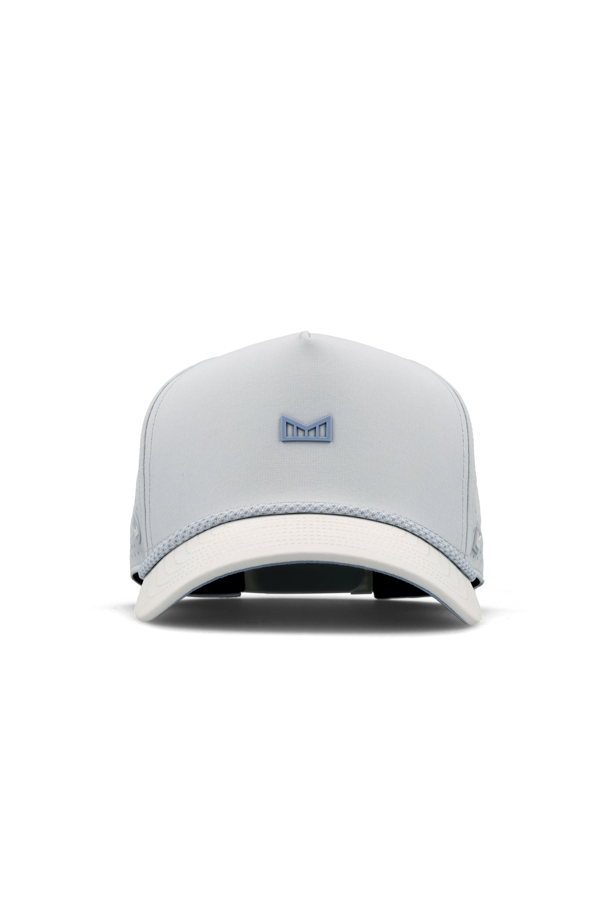 The frontal view of the melin Split Fit Odysea Rope Bulls Icon Hydro hat in clear lake