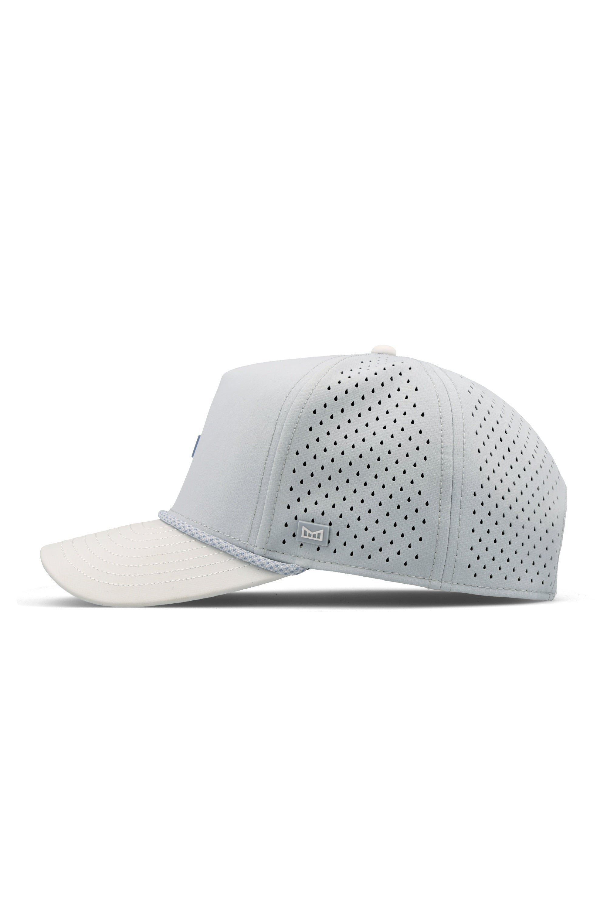 The side view of the melin Split Fit Odysea Rope Bulls Icon Hydro hat in clear lake