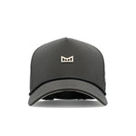 The frontal view of the melin Split Fit Odysea Rope Bulls Icon Hydro hat in faded black