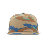 melin Hydro Trenches Islands Sand Camo flat brim snapback hat - angle