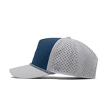Melin Hydro Odysea Rope Seaport snapback in Steel Blue/White, side view with rope brim detail