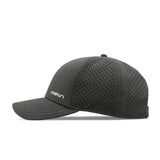 The side view of the melin Vintage Fit Compass Hydro hat in faded black